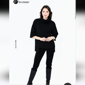 Joseph Ribkoff Black Relaxed Cowl Neck Boxy Sweater Size M